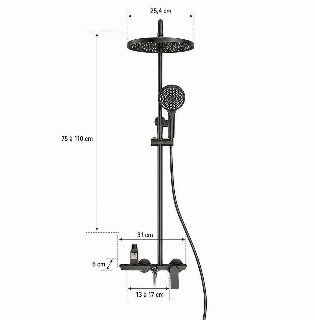 Colonne de douche thermostatique noir mat