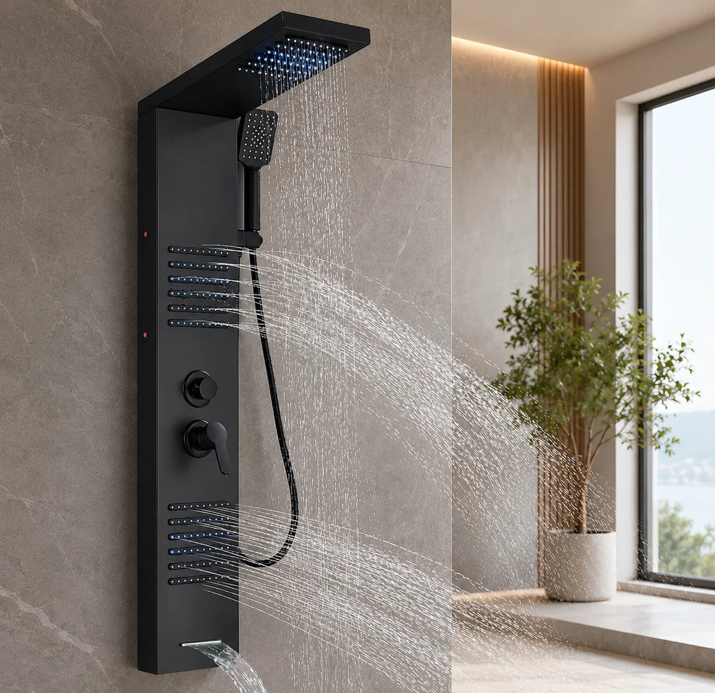 Colonne de douche hydromassante noir