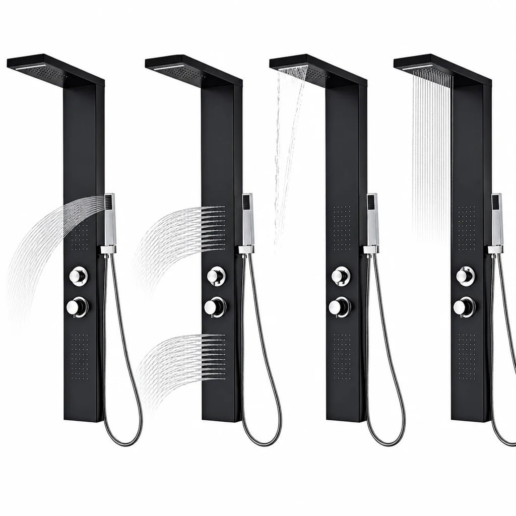 Colonne de Douche Hydromassante Noir Mat 4 Jets