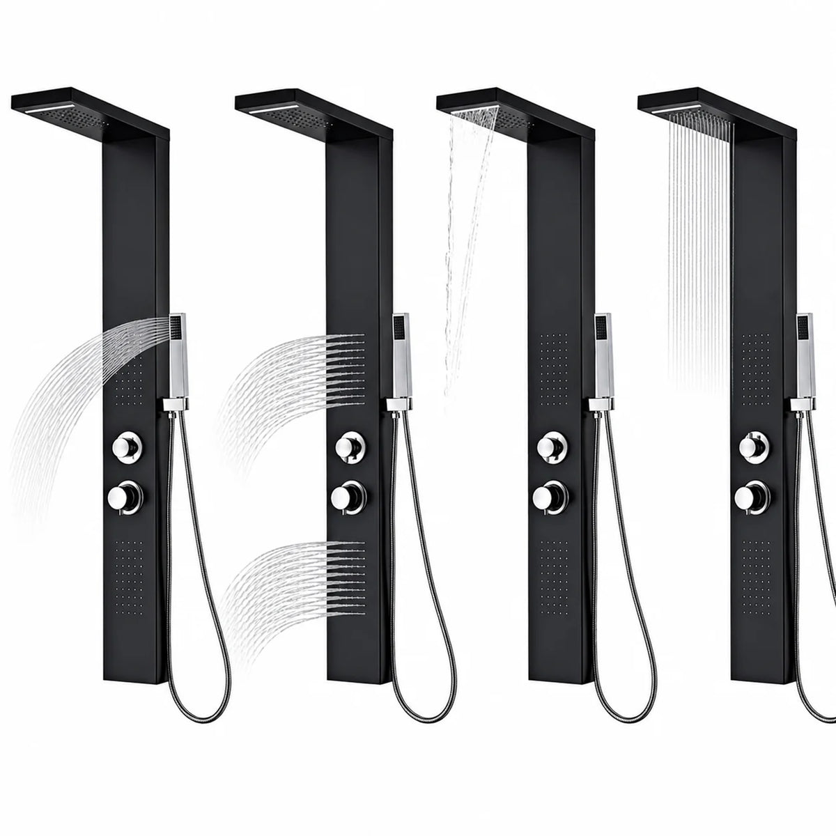 Colonne de Douche Hydromassante Noir Mat 4 Jets