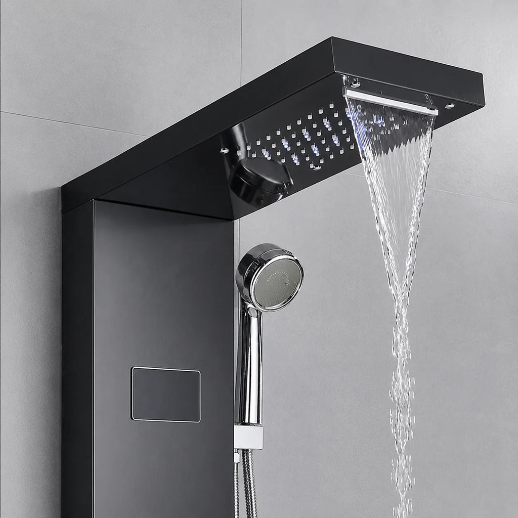 Colonne de douche hydromassante à affichage digital noir