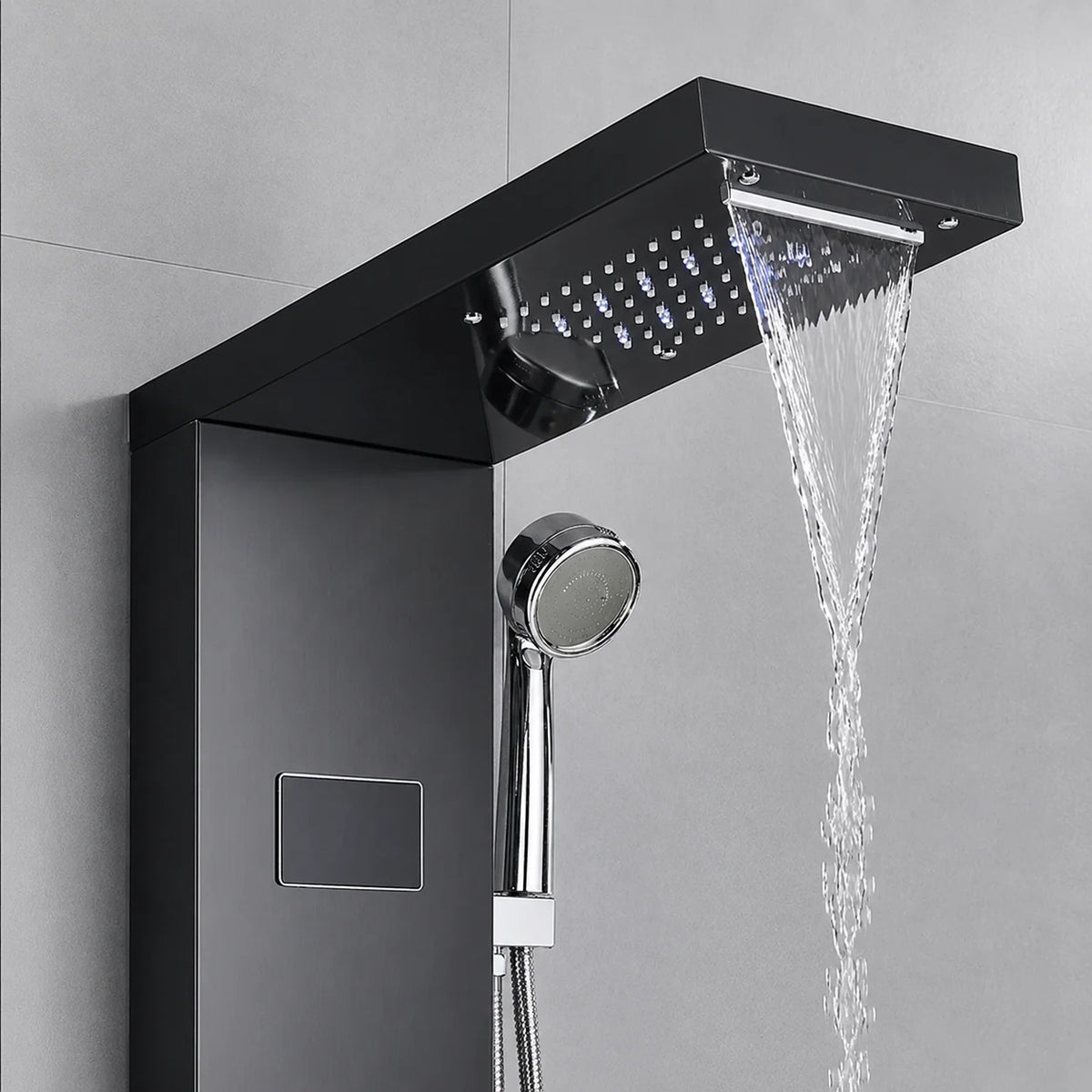 Colonne de douche hydromassante à affichage digital noir