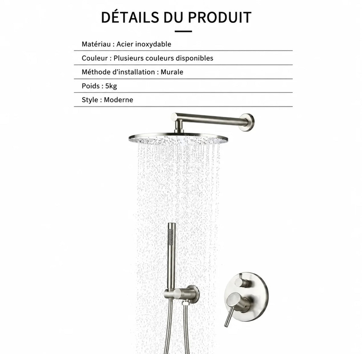 Colonne de douche encastrable chrome