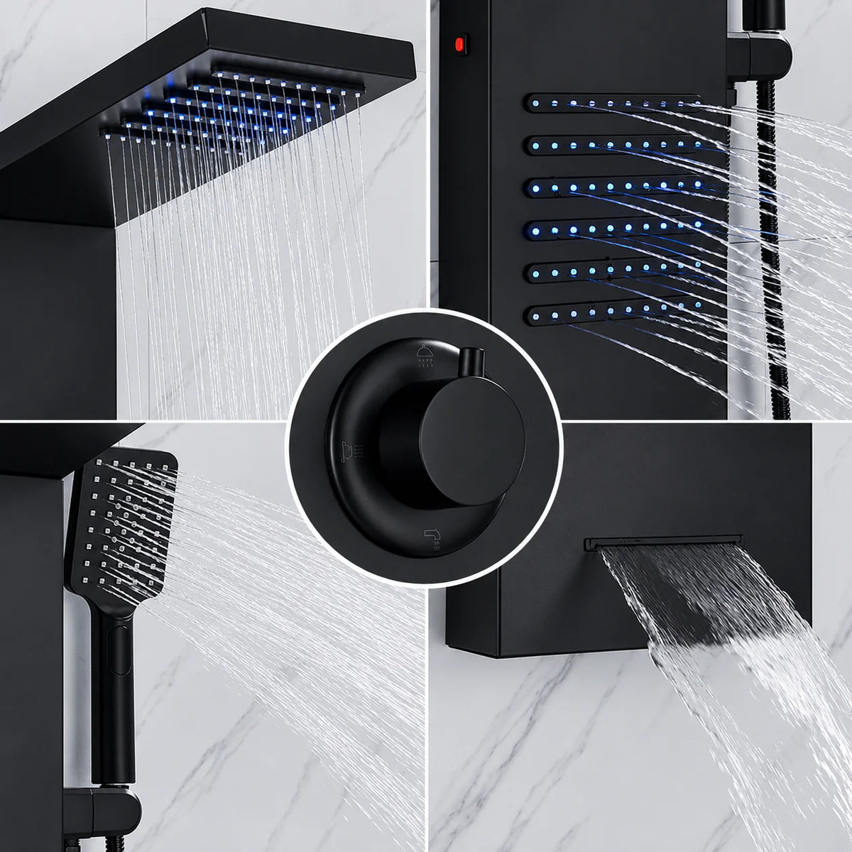 Colonne de douche hydromassante noir