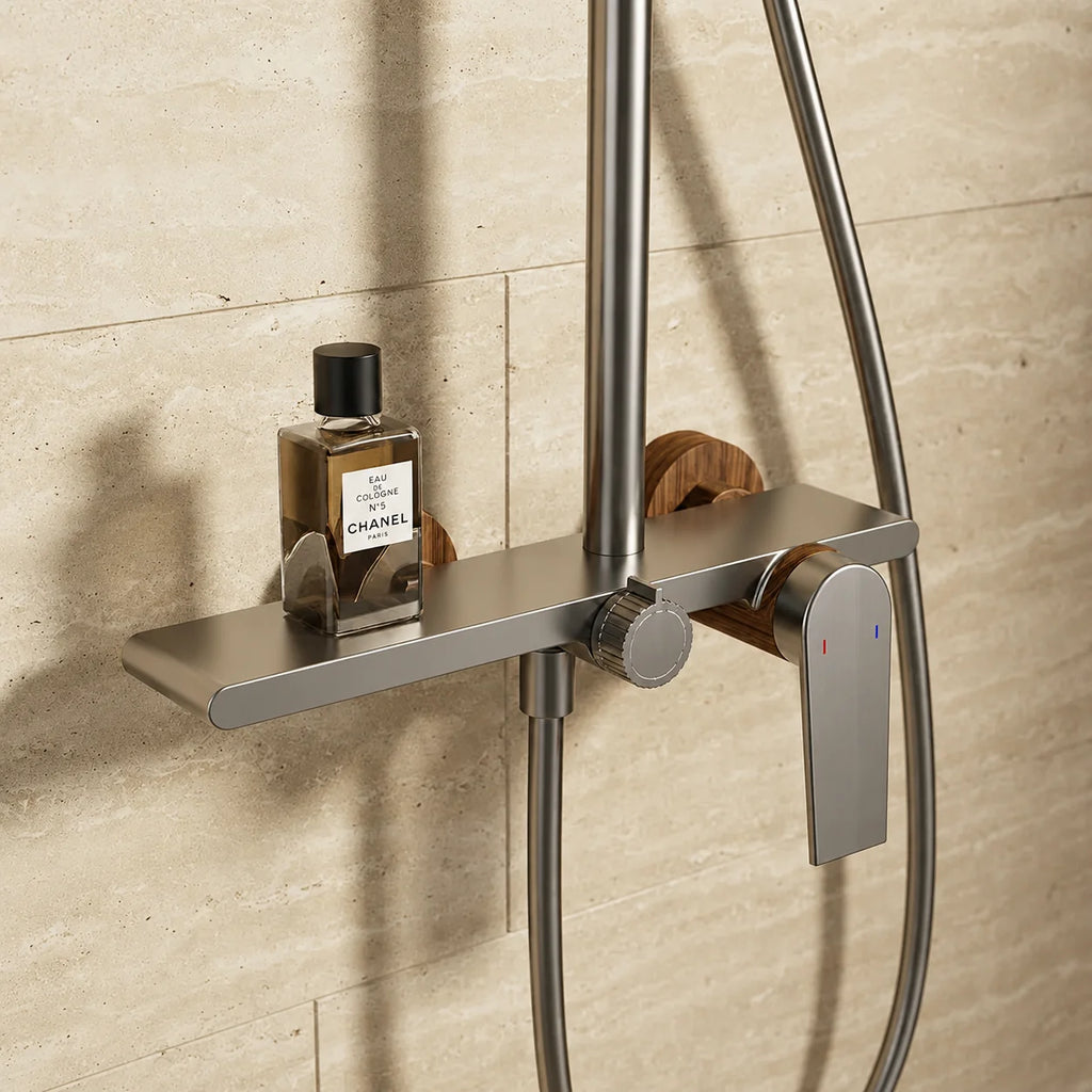 Colonne de douche thermostatique gris brossé