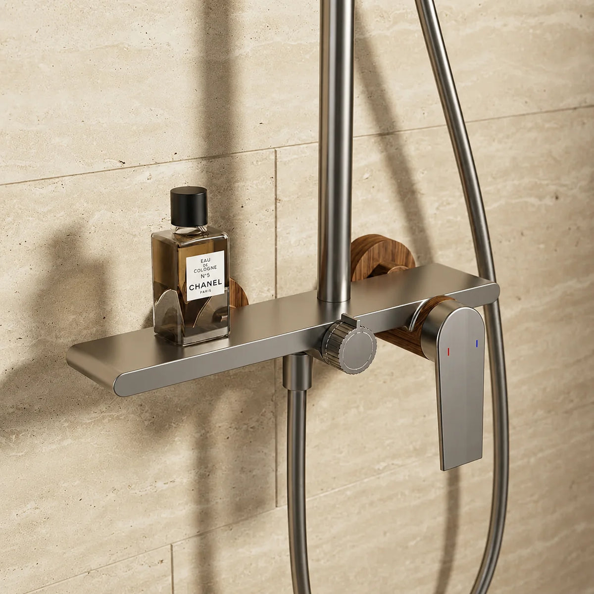 Colonne de douche thermostatique gris brossé