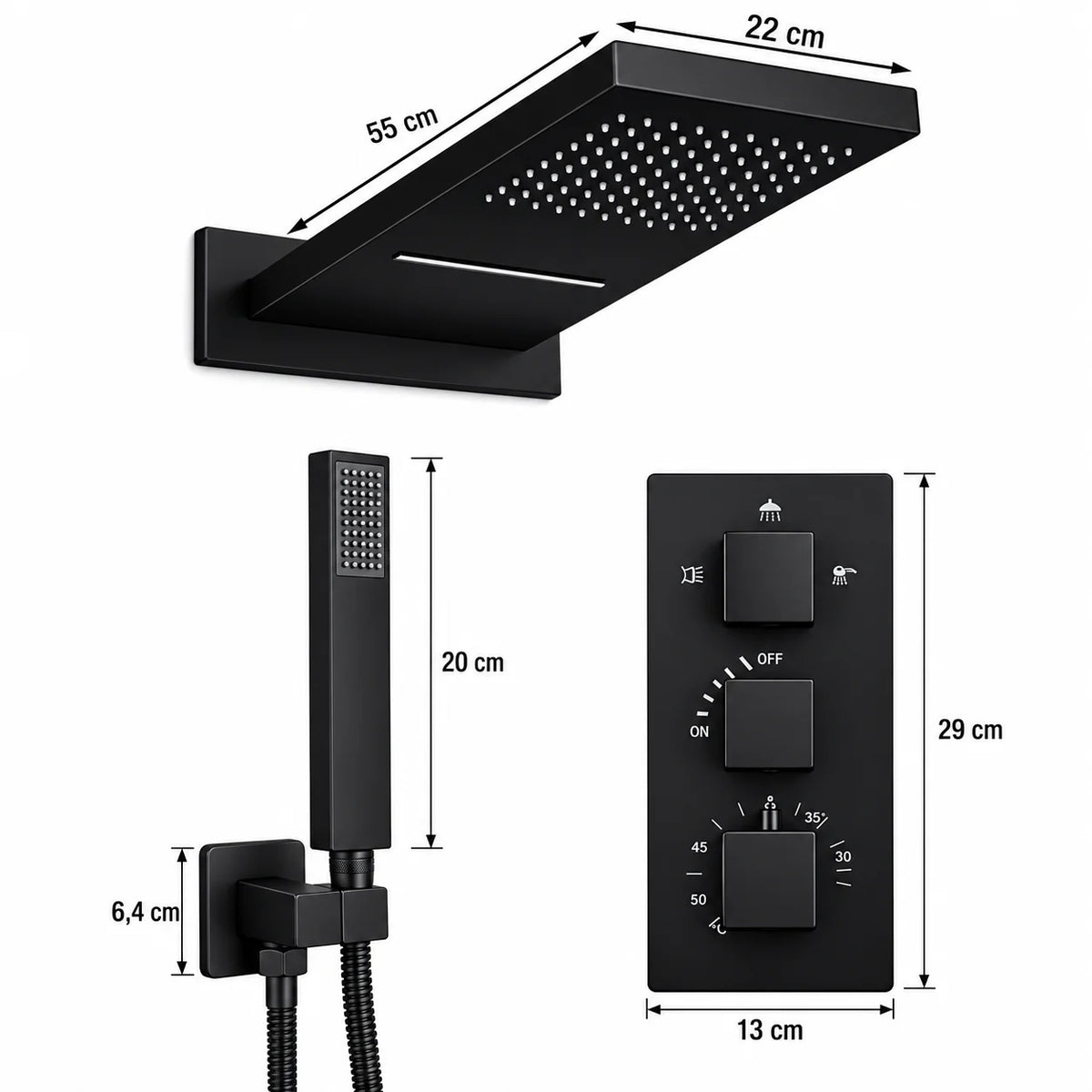 Colonne de douche encastrable noir mat