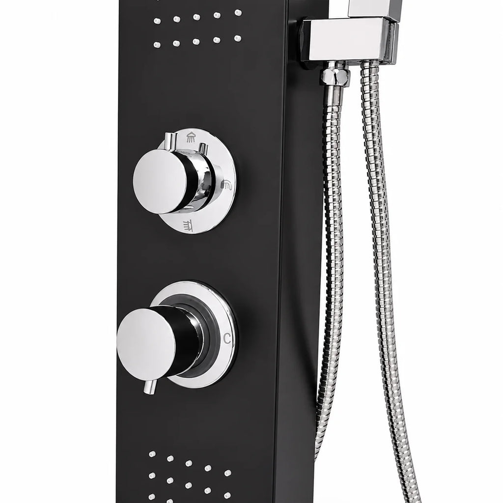 Colonne de Douche Hydromassante Noir Mat 4 Jets