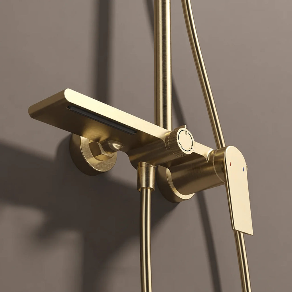 Colonne de douche thermostatique or brossé