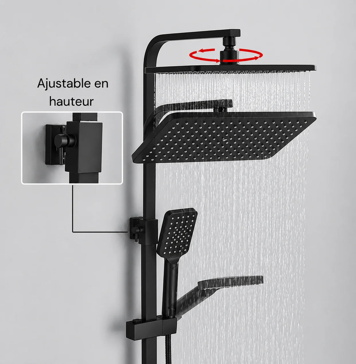 Colonne de douche thermostatique Noir mat