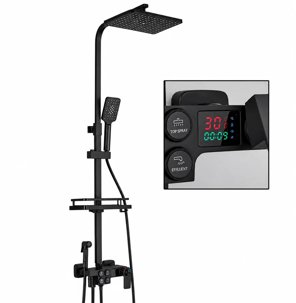 Colonne de douche thermostatique Noir mat