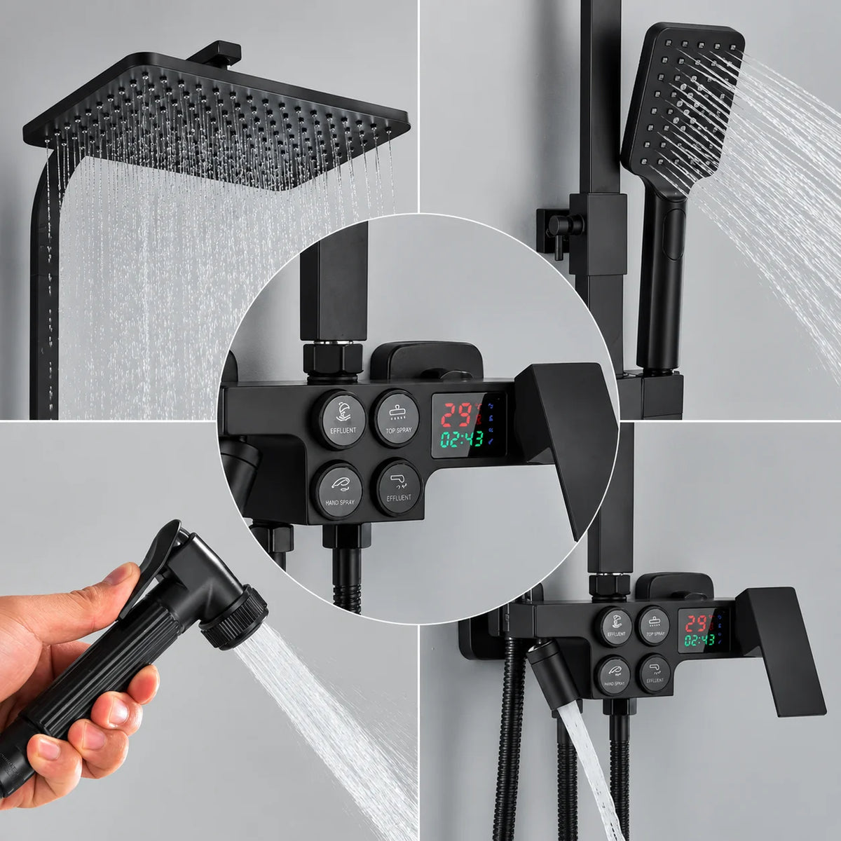 Colonne de douche thermostatique Noir mat