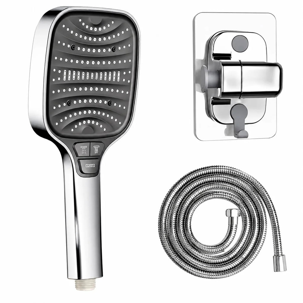 Pommeau de Douche Anti-Calcaire Argent Kit Complet