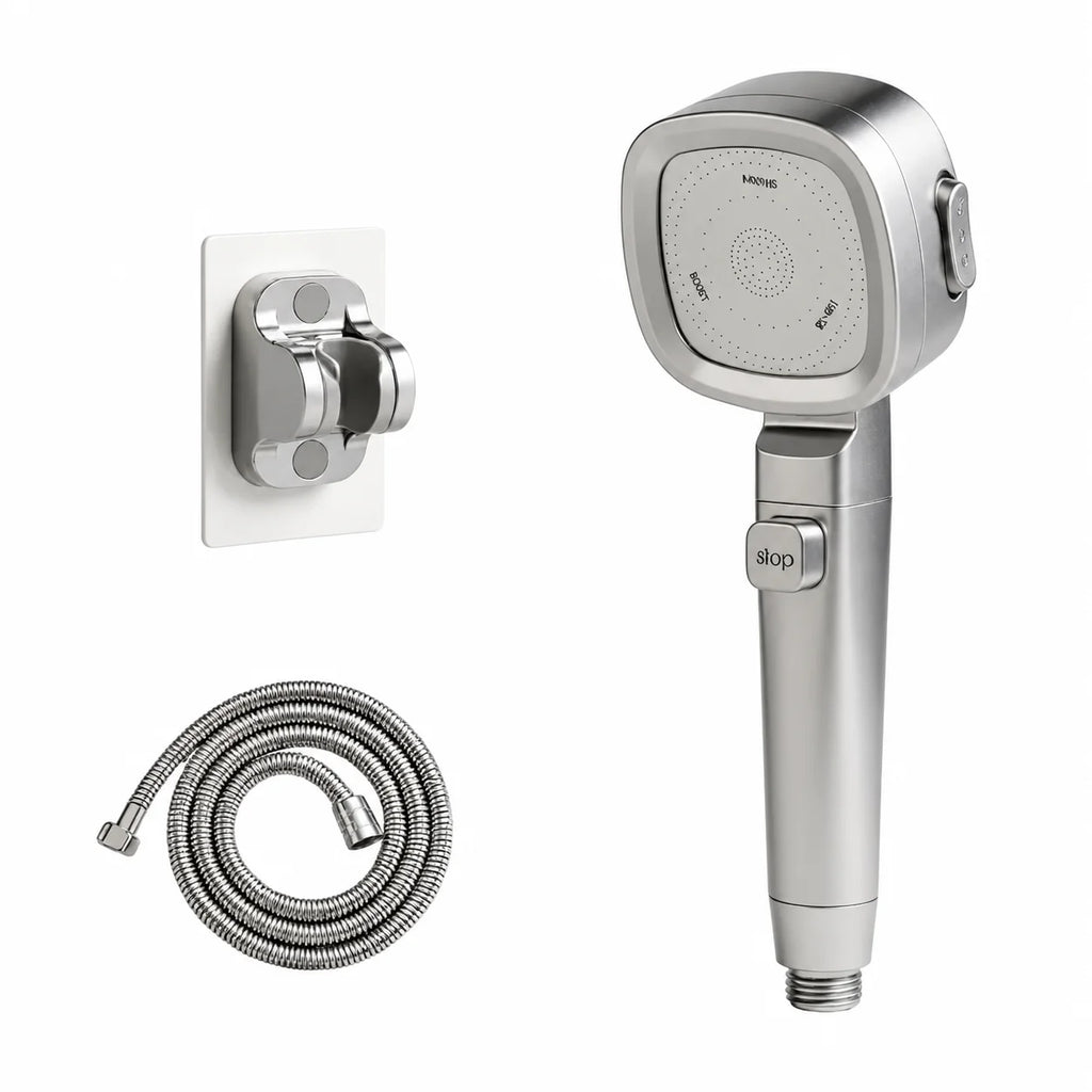 Pommeau de Douche Anti-Calcaire Chrome Kit Complet