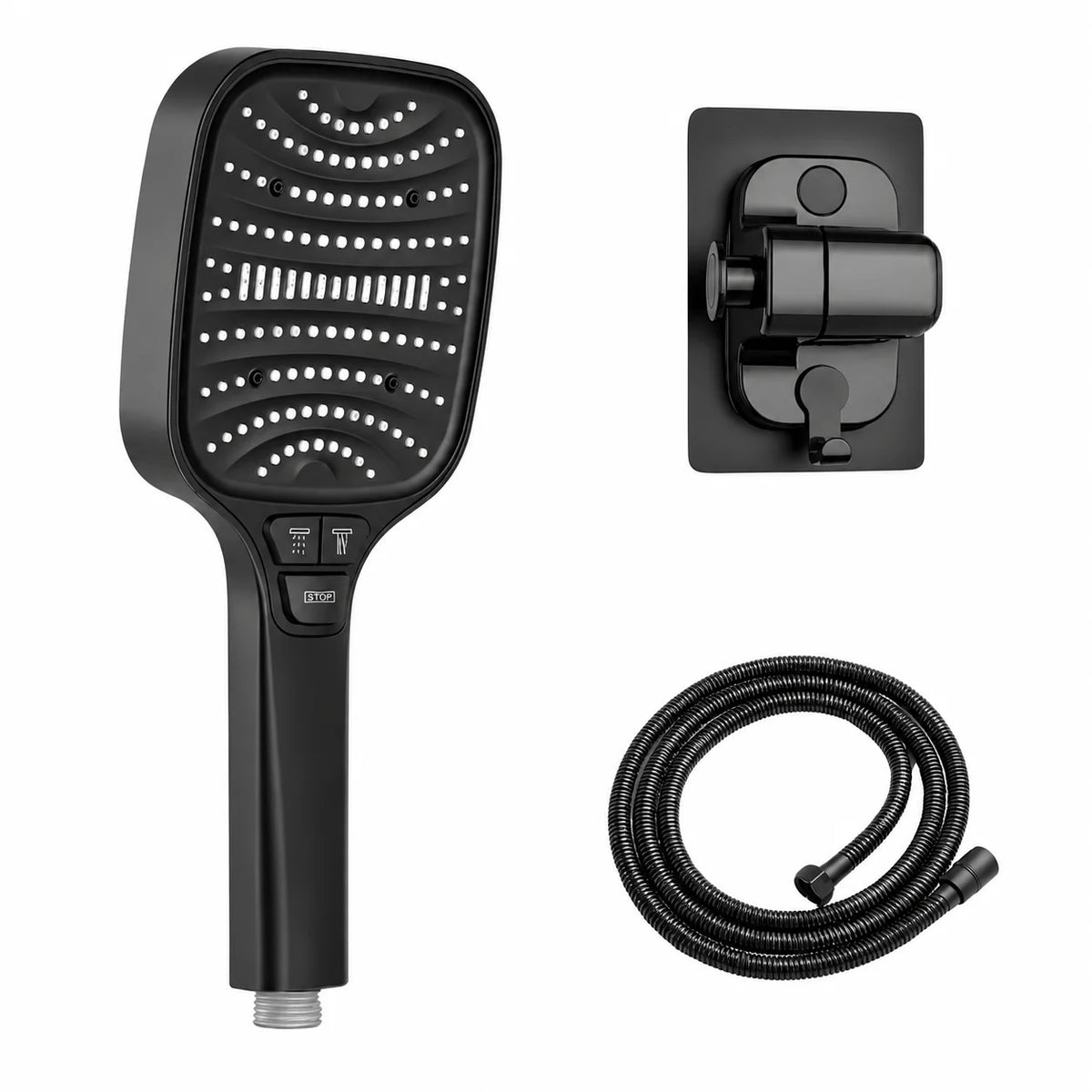 Pommeau de Douche Anti-Calcaire Noir Kit Complet