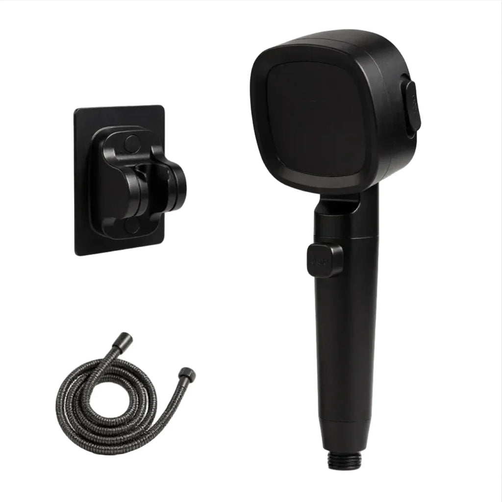 Pommeau de Douche Anti-Calcaire Noir Kit Complet