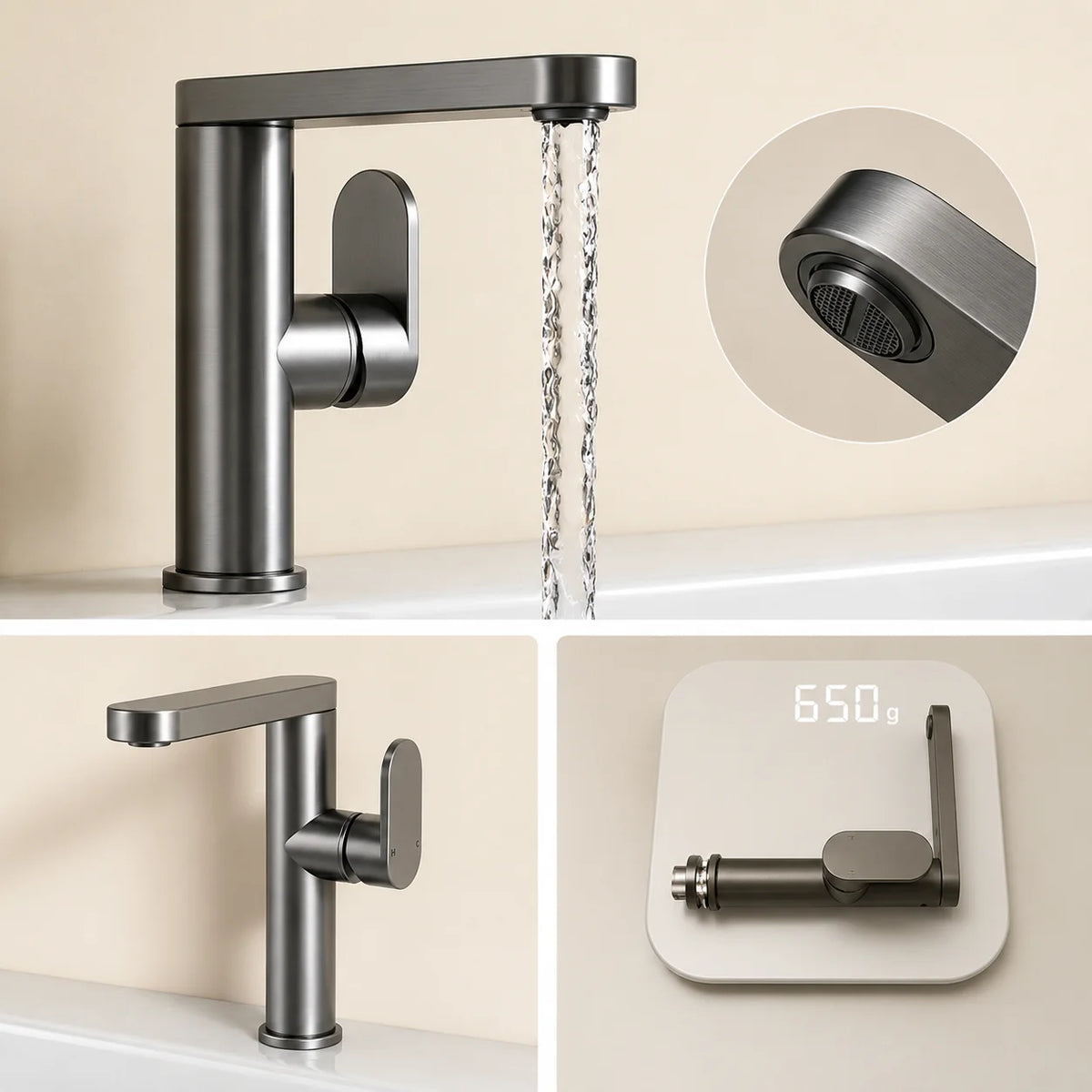 Robinet Salle de Bain Gris 360° 1