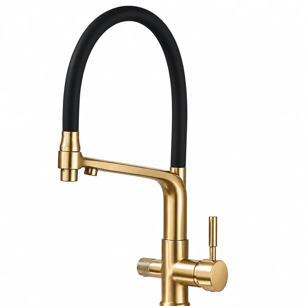 Robinet de Cuisine Douchette Double Bec Filtré or 