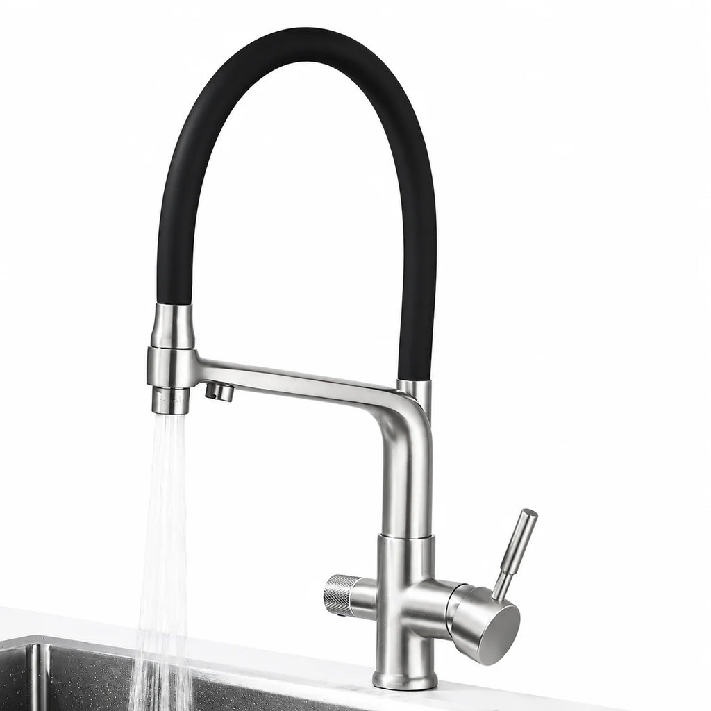 Robinet de Cuisine Douchette Double Bec chrome