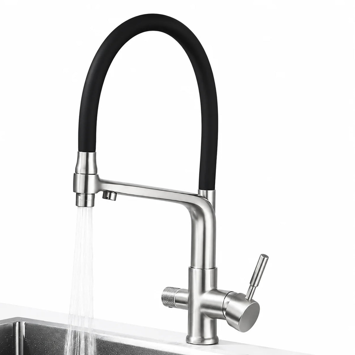 Robinet de Cuisine Douchette Double Bec chrome