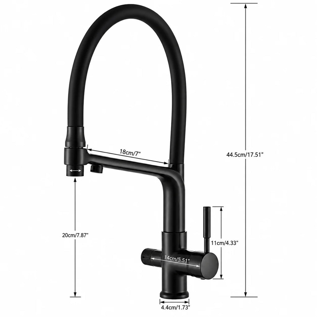 Robinet de Cuisine Douchette Double Bec dimensions 