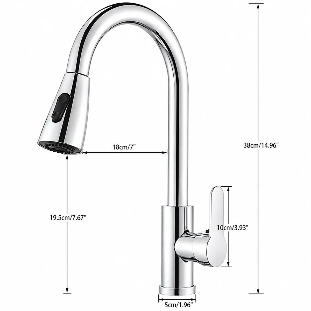 Robinet de Cuisine Douchette dimensions 
