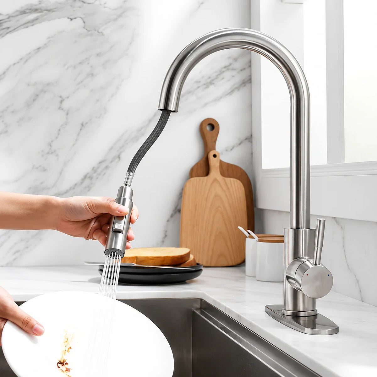 Robinet de Cuisine Mitigeur Douchette 3 Modes action
