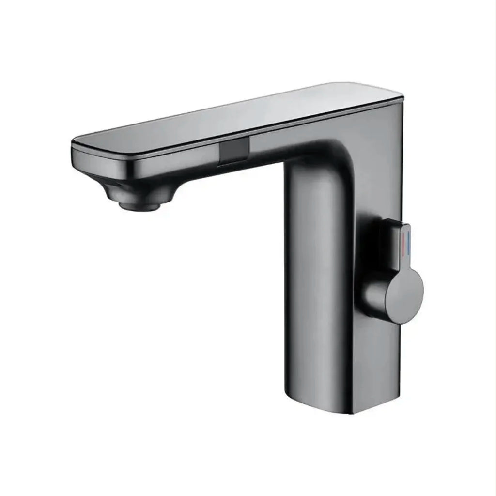 Robinet de salle de bain sans contact digital gris brossé 