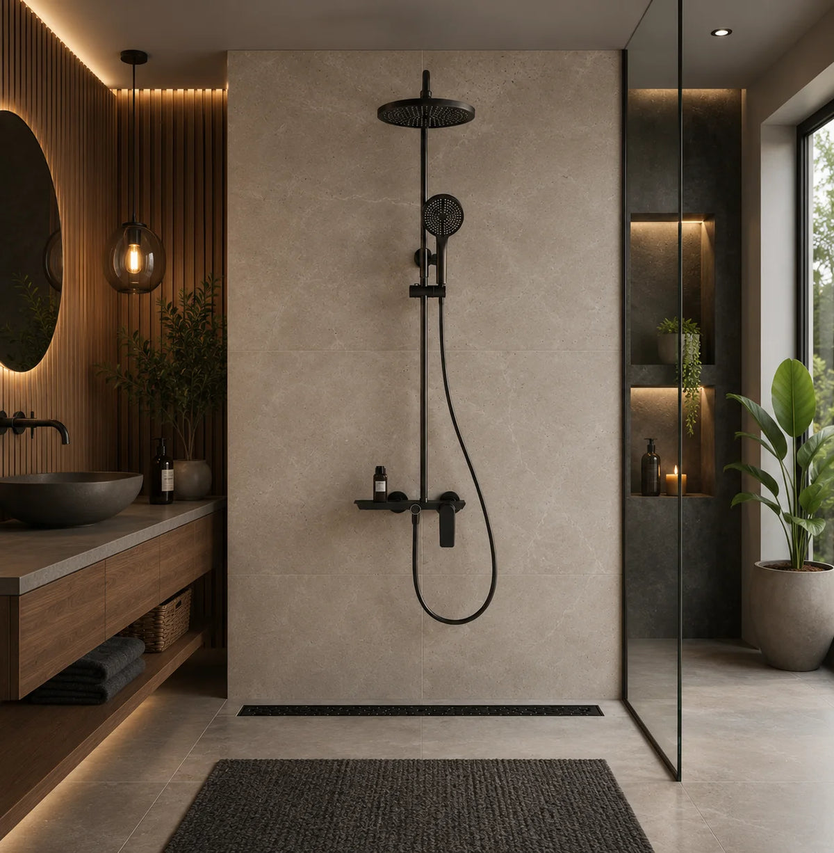 Colonne de douche thermostatique noir mat