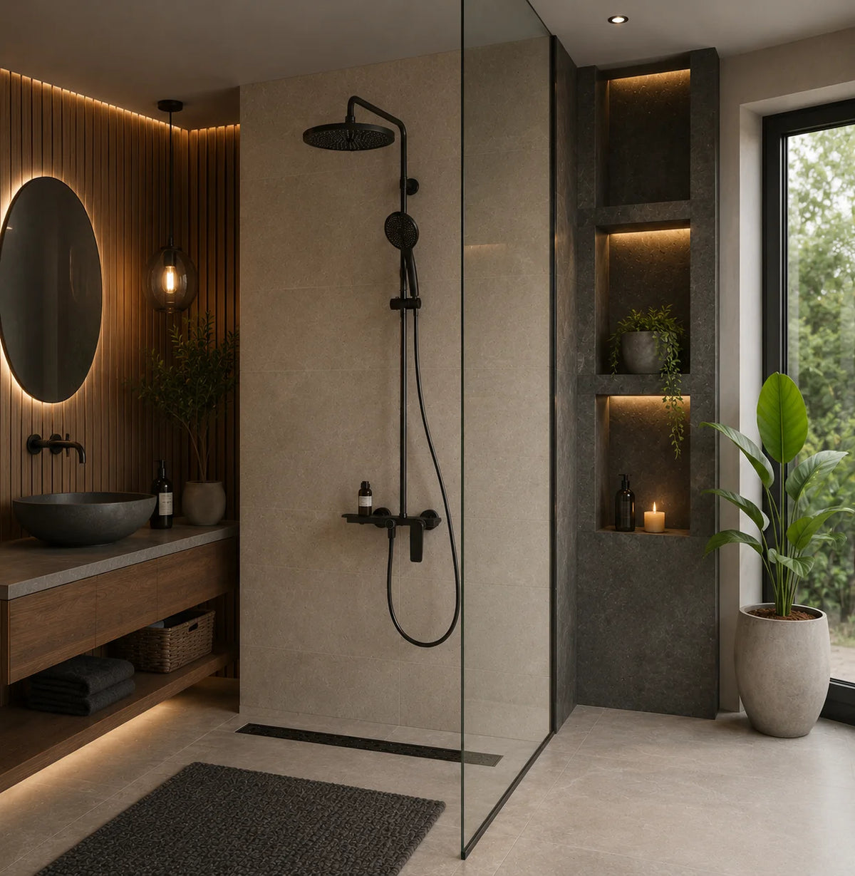 Colonne de douche thermostatique noir mat