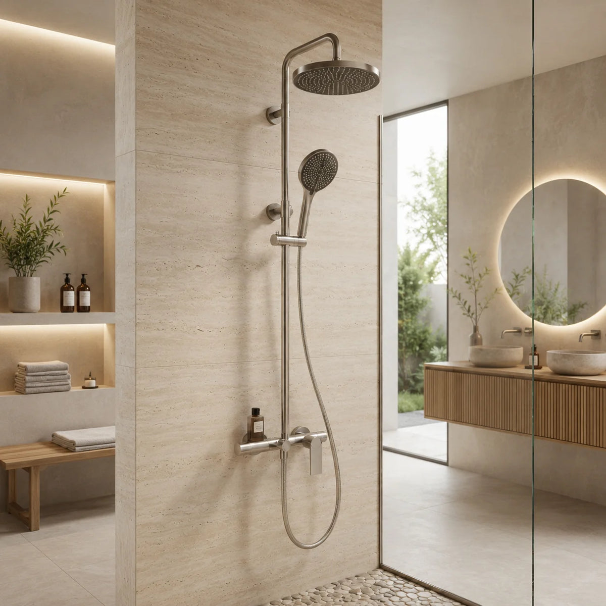 Colonne de douche thermostatique chrome